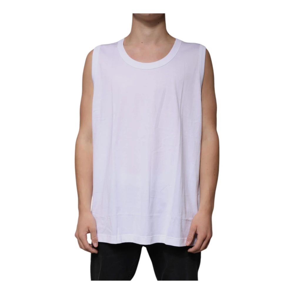 Dolce & Gabbana Witte Katoenen Tanktop White Heren