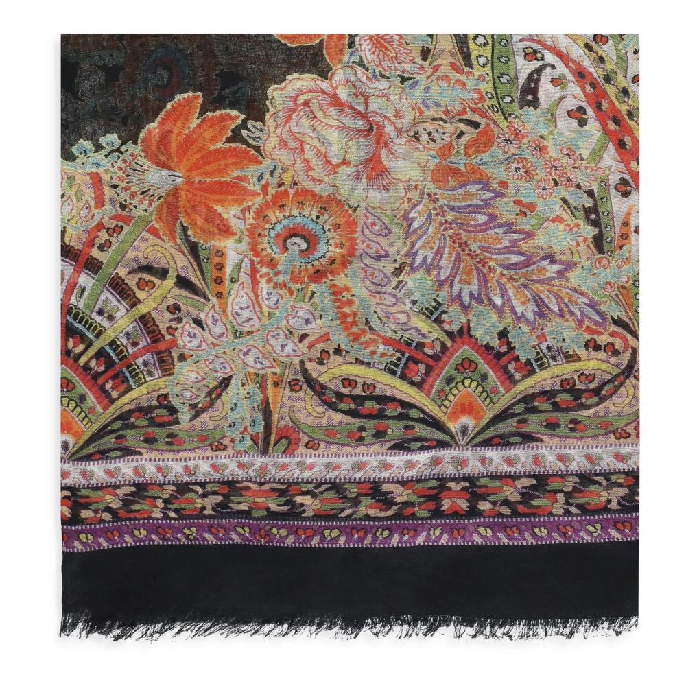 ETRO Contrasterende Paisley Print Sjaal Multicolor Dames
