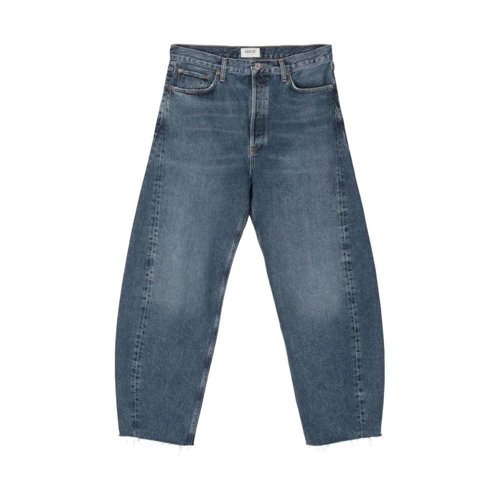 Agolde High-Rise Whiskering Effect Blauwe Denim Jeans Blue Heren