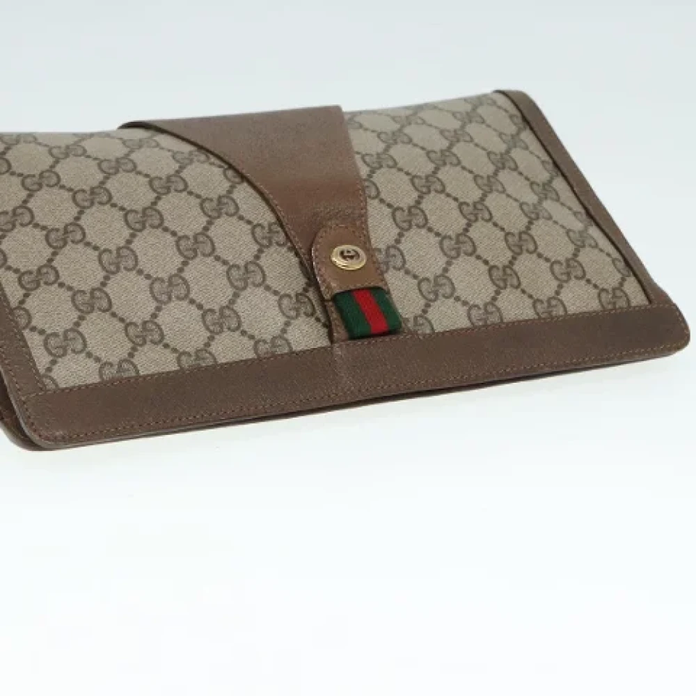 Gucci Vintage Pre-owned Leather clutches Beige Dames