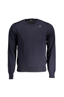 pull-en-laine-bleue-avec-logo