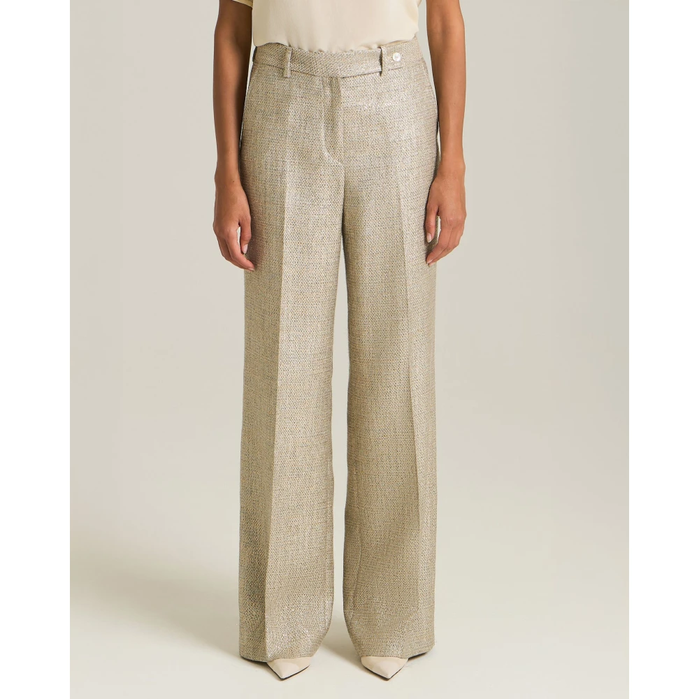 Kiton Lamé Effect Broek Beige Dames