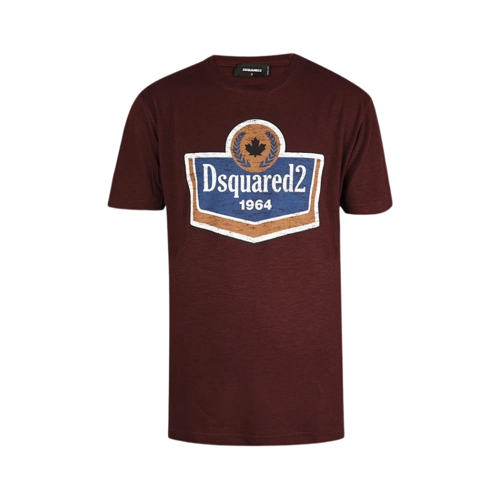 Dsquared2 Bordeaux Logo T-Shirt met Ronde Hals Red Heren