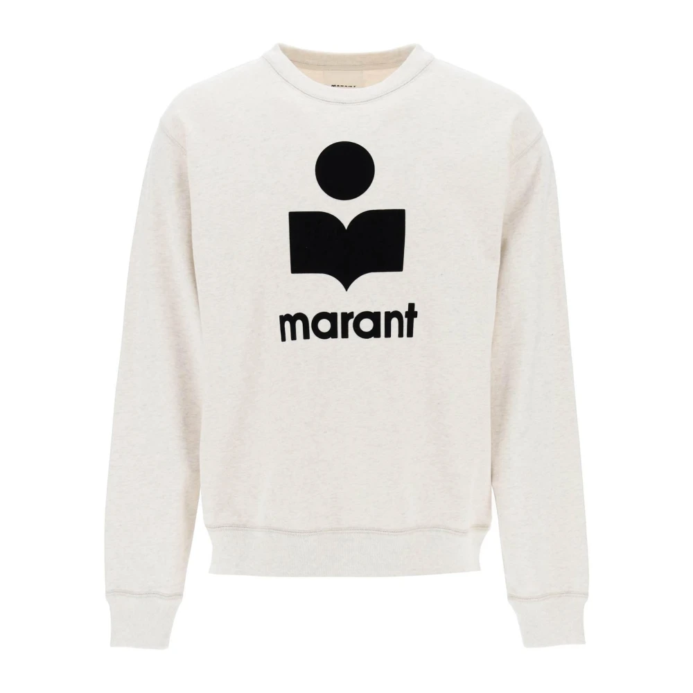 Isabel marant Flocked Logo Crew-neck Sweatshirt Beige Heren