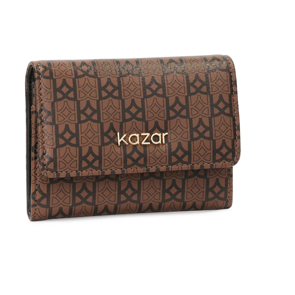 Kazar Bruin leren portemonnee met zwart patroon Brown Dames