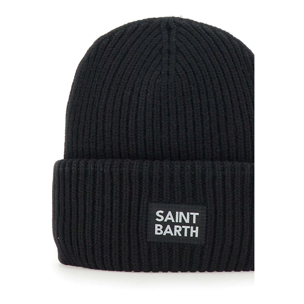 MC2 Saint Barth Zwarte Wol Kasjmier Geribbelde Muts Black Heren