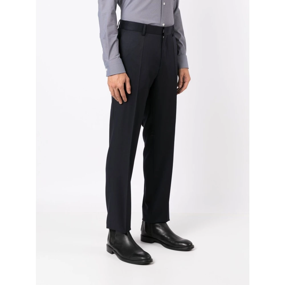 Hugo Boss Slim Blauwe Wollen Broek met Persvouw Blue Heren