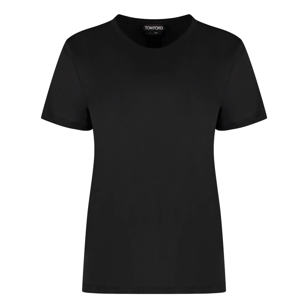 Tom Ford Geribbelde Katoenen Crew-Neck T-Shirt Black Dames
