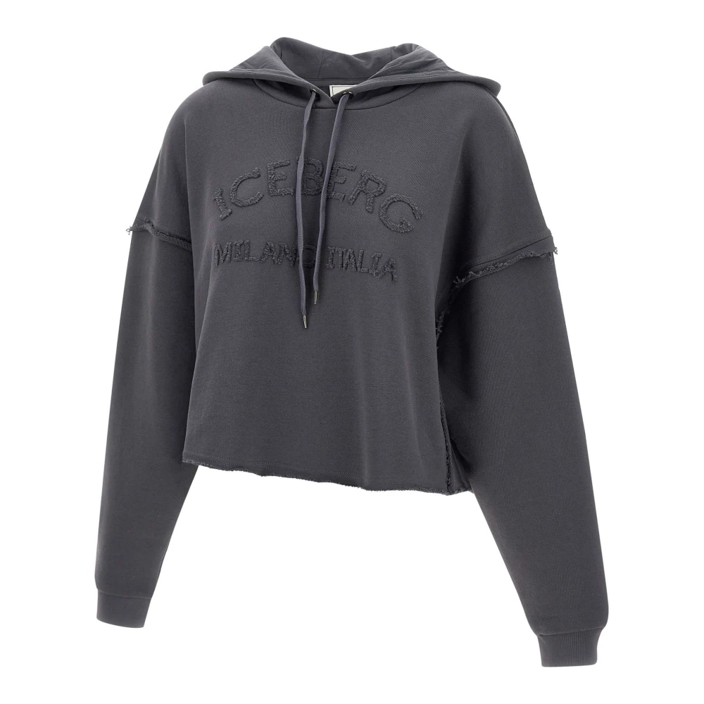 Iceberg Antracietgrijze Katoenen Sweatshirt met Capuchon Gray Dames