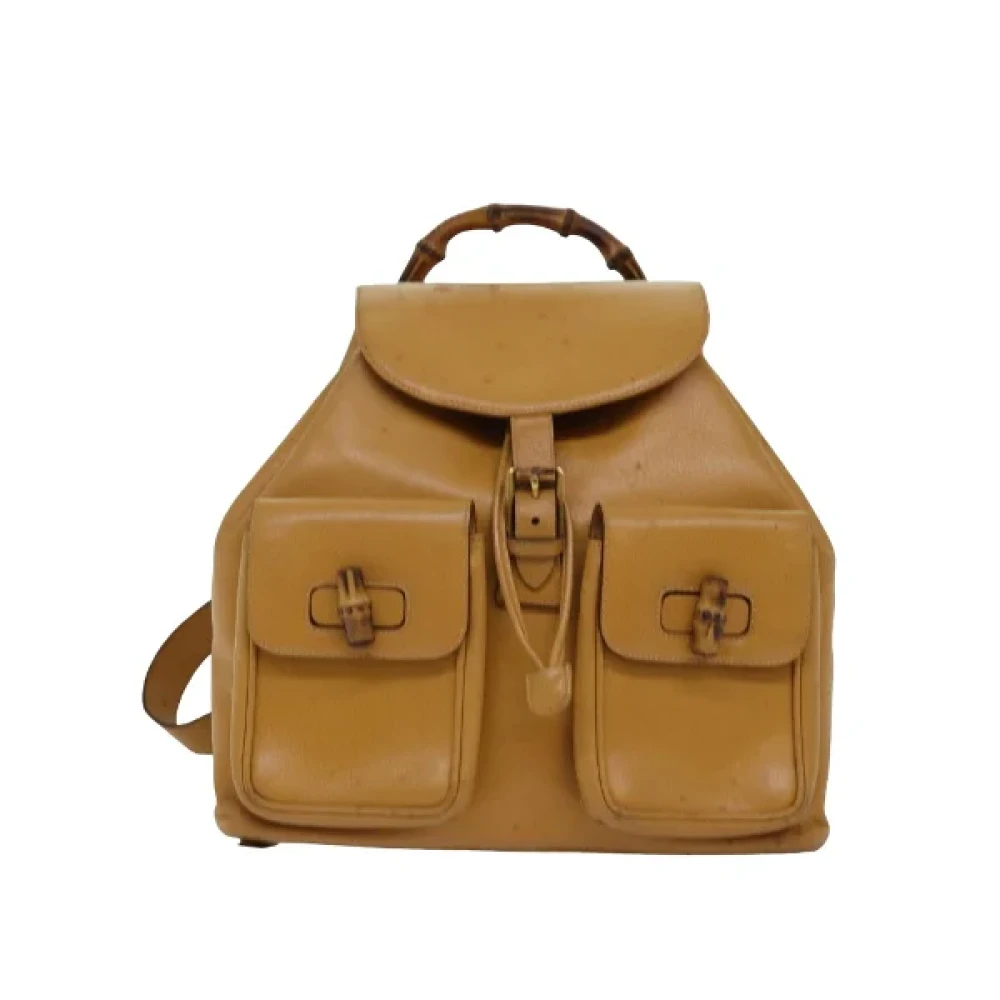Gucci Vintage Pre-owned Leather backpacks Yellow Dames