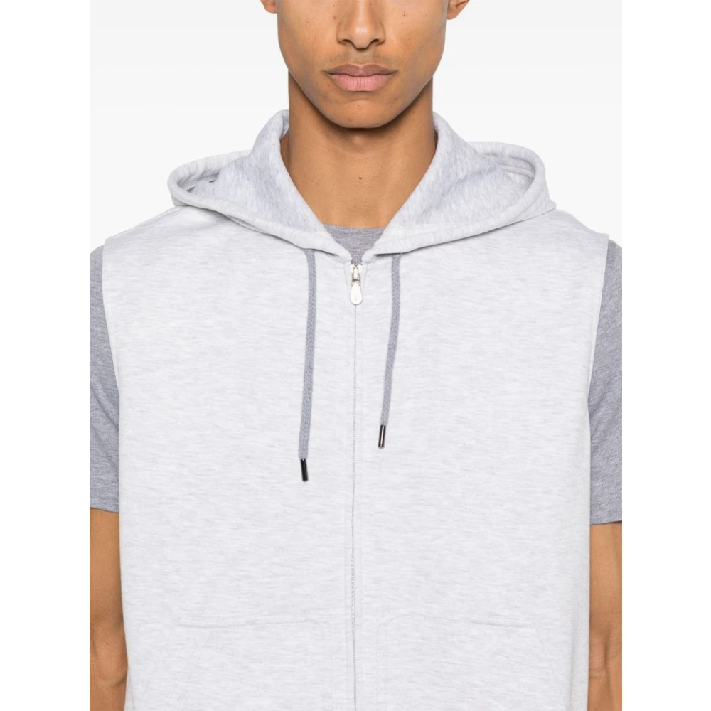 BRUNELLO CUCINELLI Grijze Hoodie Sweater Jersey Katoen Gray Heren