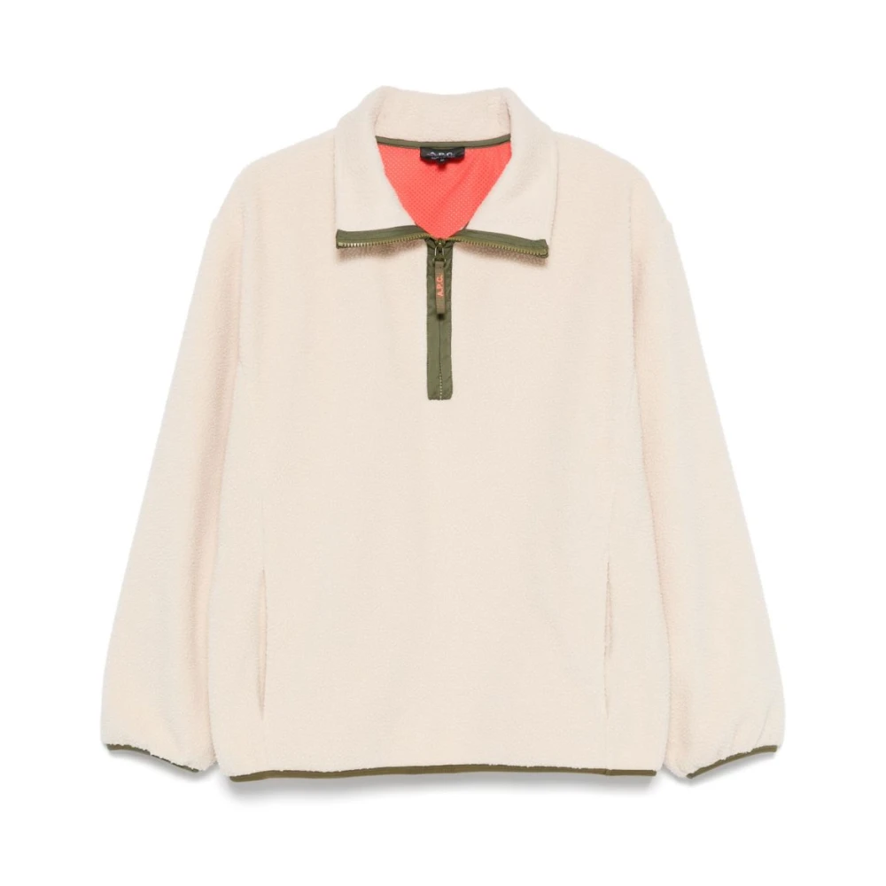 A.p.c. Men's Beige Sweater With Zip Fastening