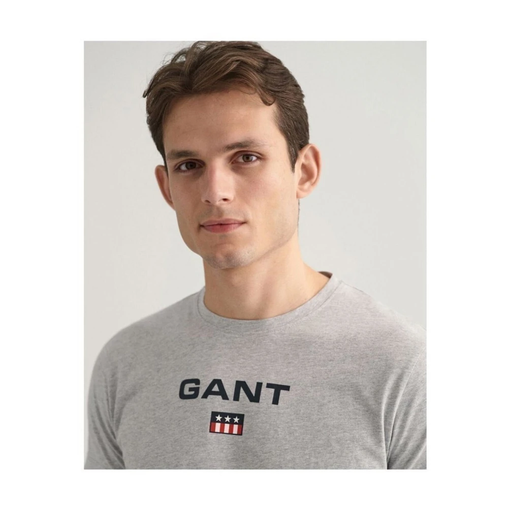 Gant Korte Mouw T-shirt Licht Grijs Gray Heren