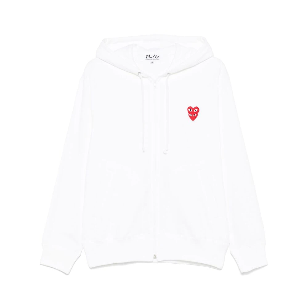 Comme des Garçons Play Witte Hoodie met Dubbel Hart Patch White Heren