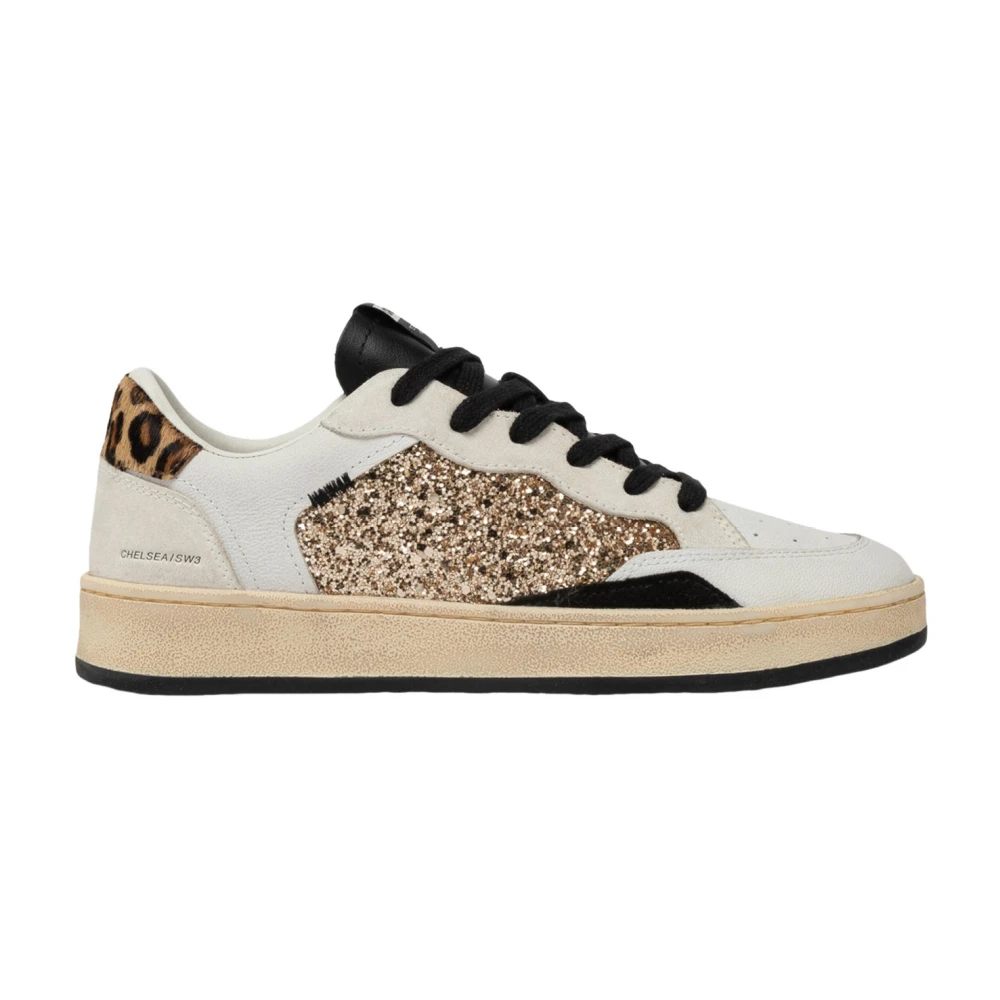 Crime London Guld Chelsea Sneakers med djurtrycksdetaljer Multicolor, Dam