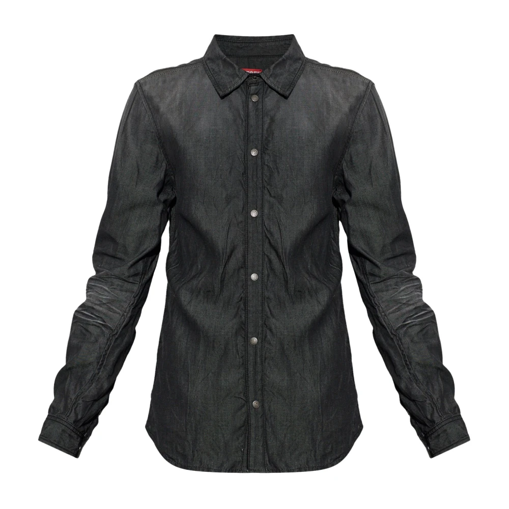 Diesel Grigio Uomo - Camicia In Denim Stropicciato - Camicie In Denim Extra Grande - Immagine 2