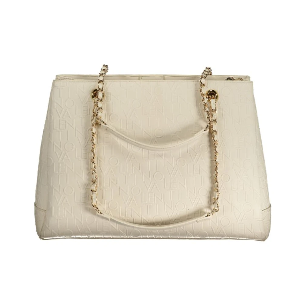 Valentino by Mario Valentino Witte Polyethyleen Schoudertas met Kettinghandvatten White Dames