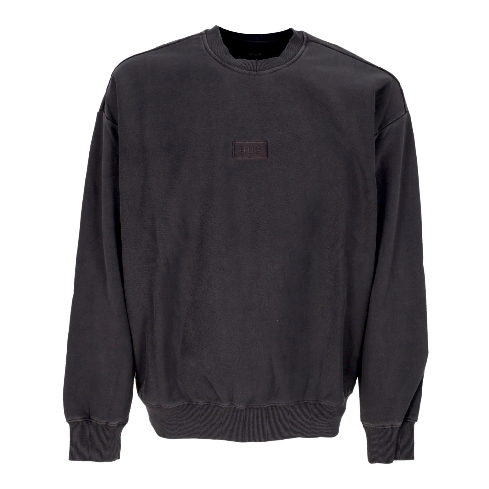HUF Zwarte Crewneck Fleece met Geborduurd Logo Black Heren
