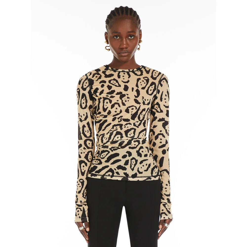 SPORTMAX Beige Lange Mouwen Aansluitende Polos Beige Dames