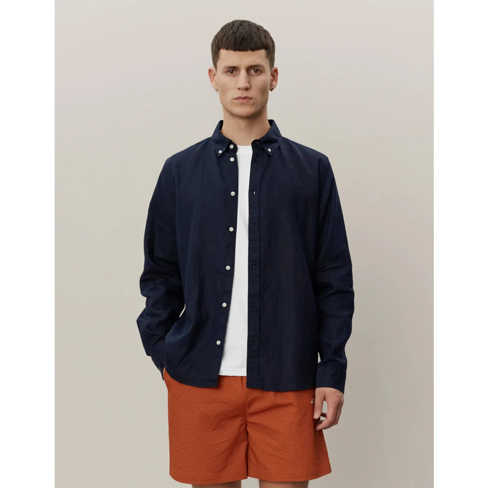 Les Deux Linnen Overhemd Blue Heren