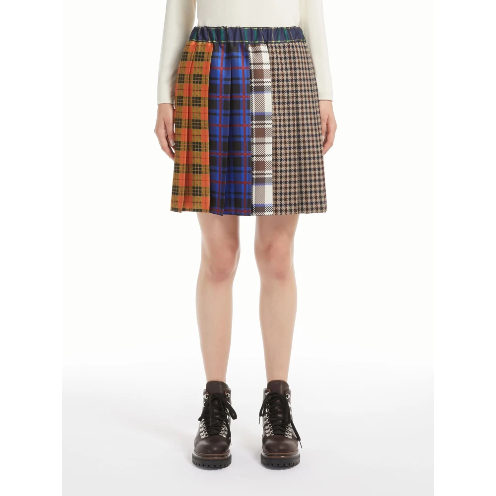Max Mara Weekend Patchwork Wollen en Katoenen Minirok Multicolor Dames