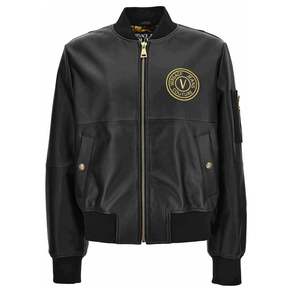 Versace Jeans Couture Herren Schwarz Leder Bomberjacke