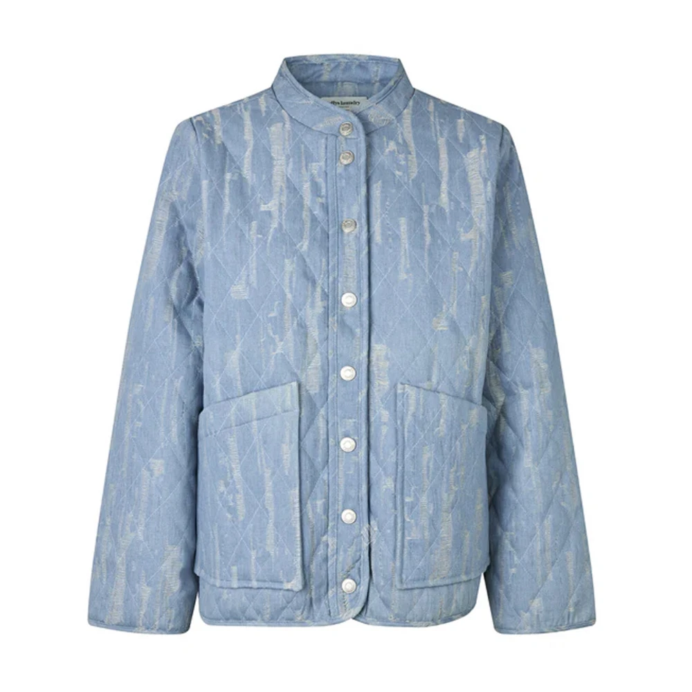 Lollys Laundry Gewatteerde Denimjas met Elegant Patroon Blue Dames