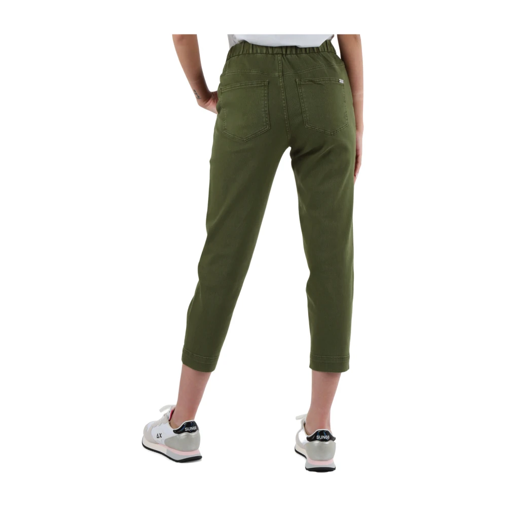 Sun68 Elastische taille jeans met zakken Green Dames