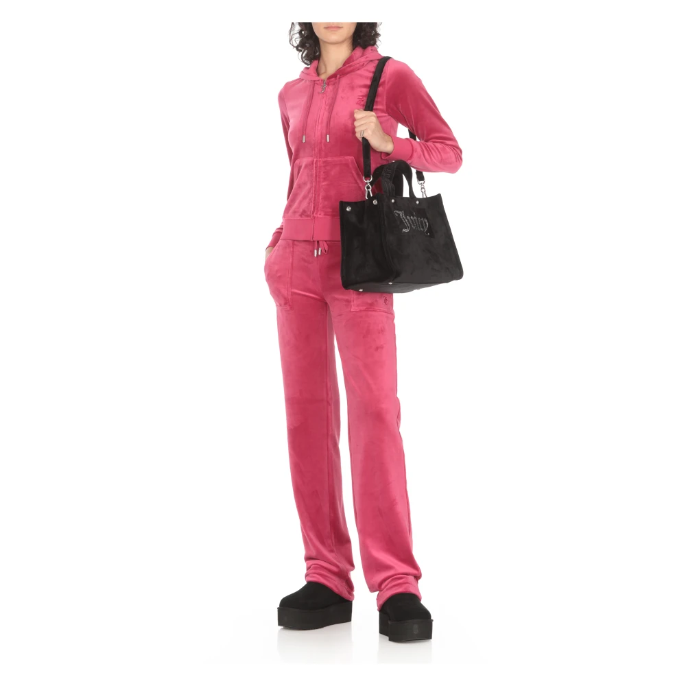 Juicy Couture Zwarte Velvet Winkel Tas met Bijpassende Clutch Black Dames