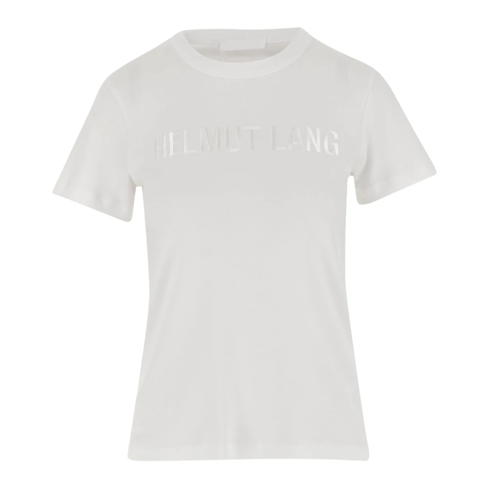 Helmut Lang Katoenen Crew Neck T-shirt Geborduurd Logo White Dames