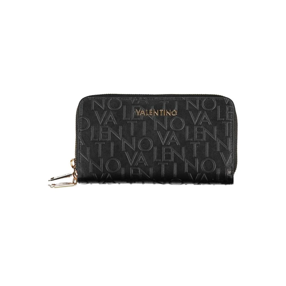 Valentino by Mario Valentino Zwarte Portemonnee met Rits en Contrastdetails Black Dames