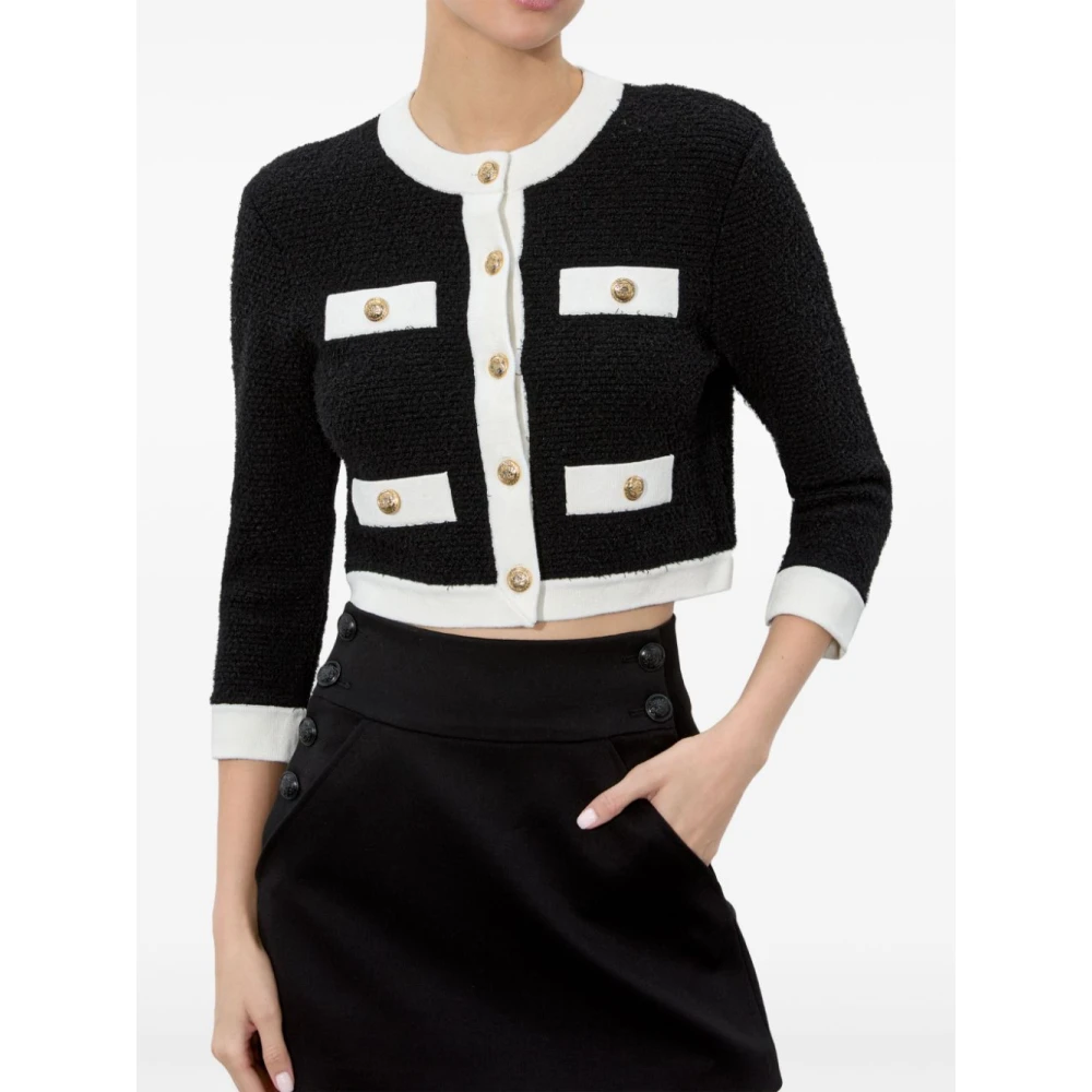 alice + olivia Zwarte Geknipte Jas met Nepzakken Black Dames
