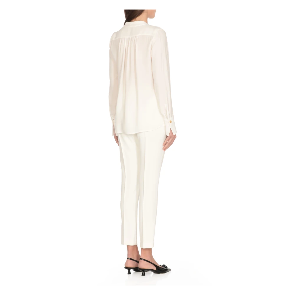 Elisabetta Franchi Ivoor Viscose Shirt met Charms Beige Dames