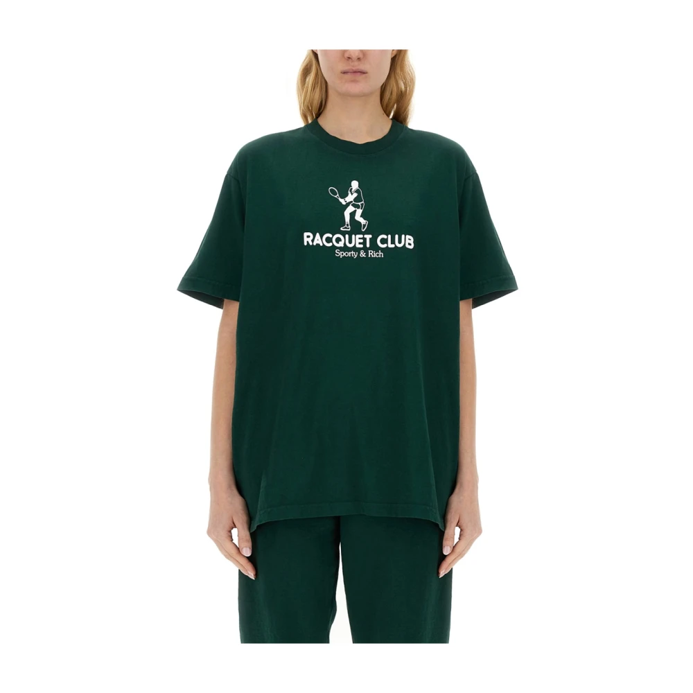 Sporty & Rich T-shirt met logo Green Dames