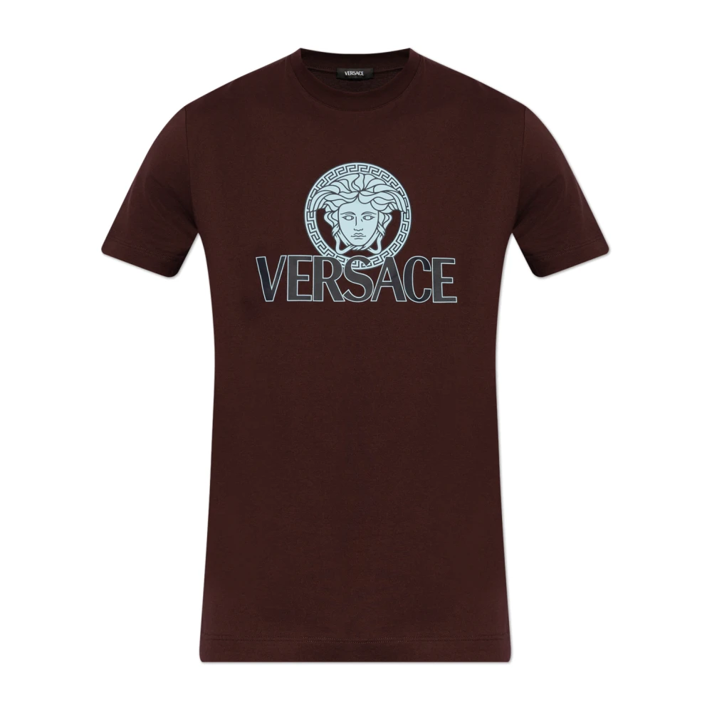 Versace T-shirt met bedrukt logo Red Heren