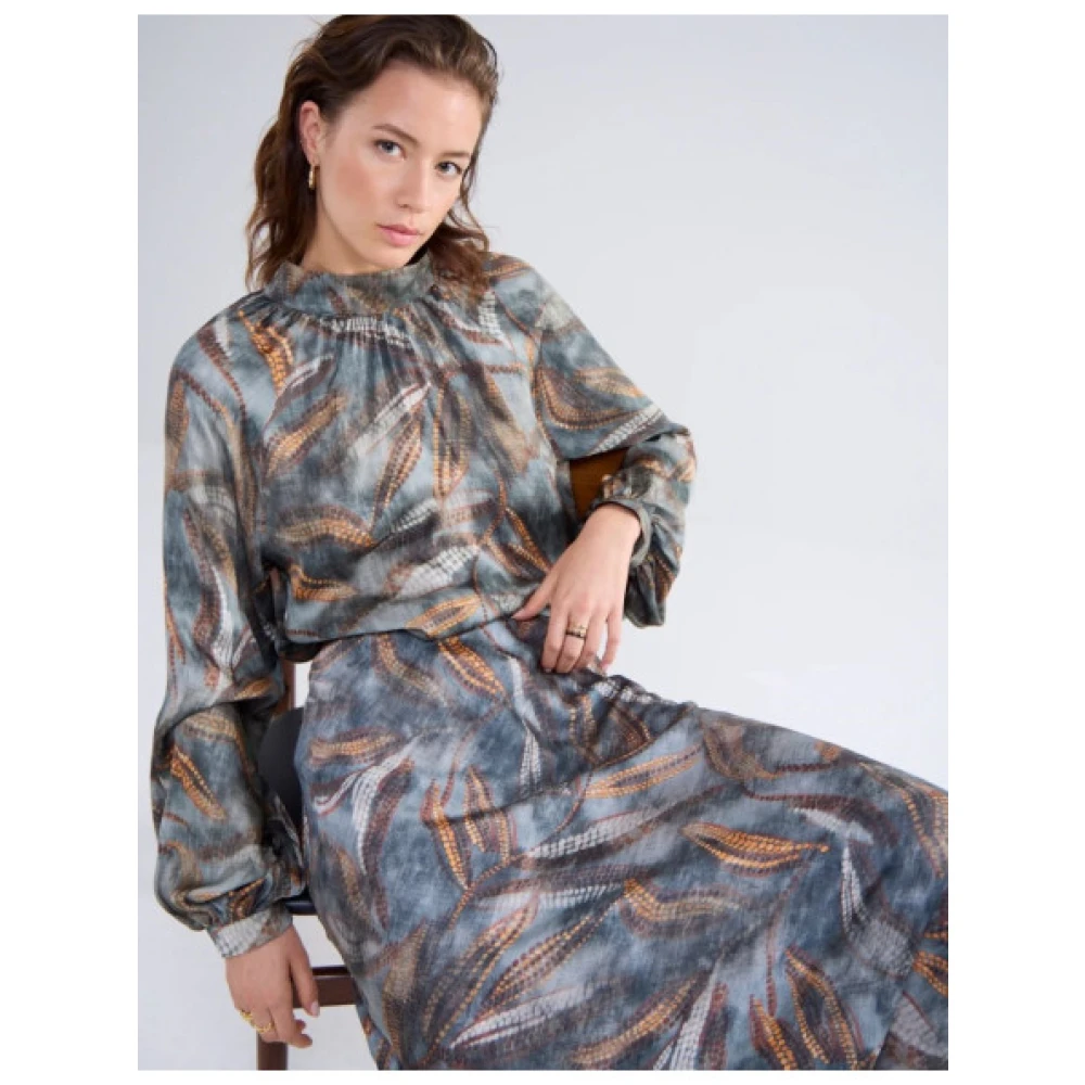 Summum Woman Gedrukte Lange Rok Bias Gesneden Gray Dames