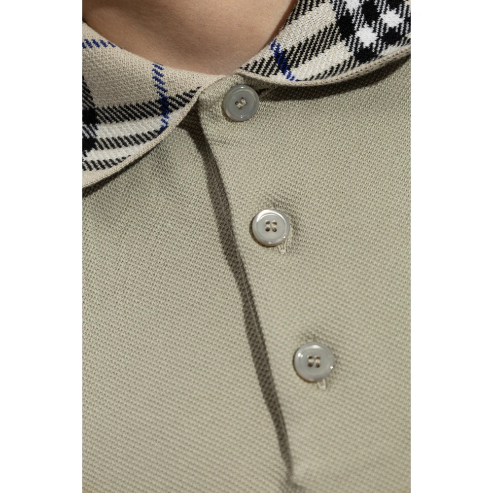 Burberry Polo met geruite kraag Green Heren
