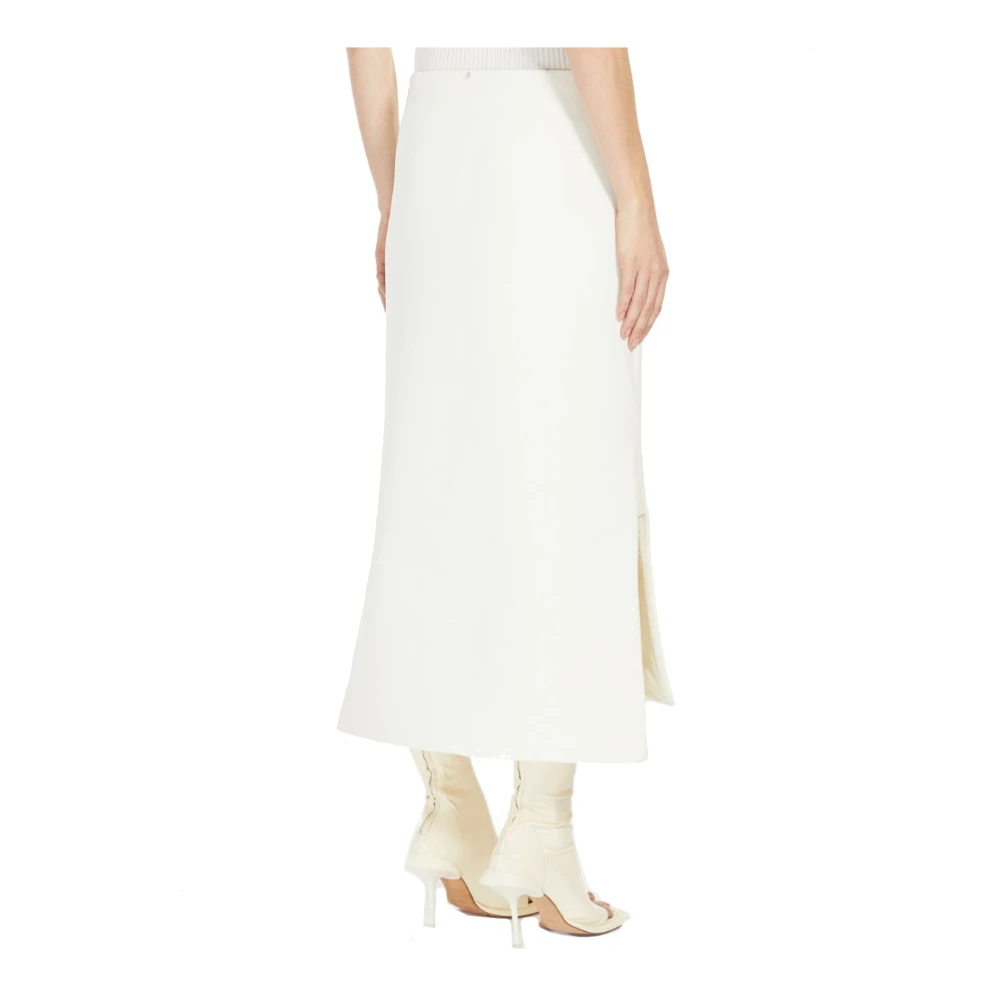 SPORTMAX Hoge Taille Midi Rok met Splitten White Dames