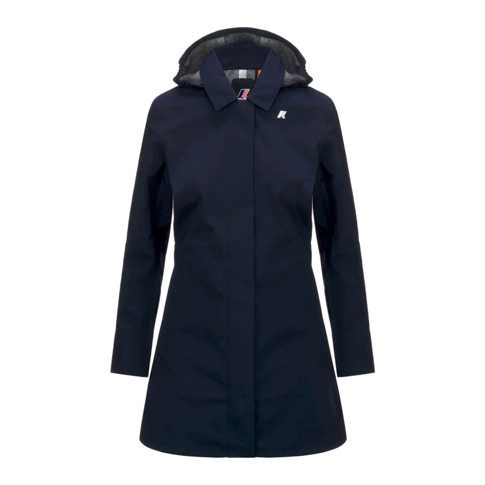 K-Way Women's Blue Single-Breasted Coats, Xl, Stylish Polyester Jacket