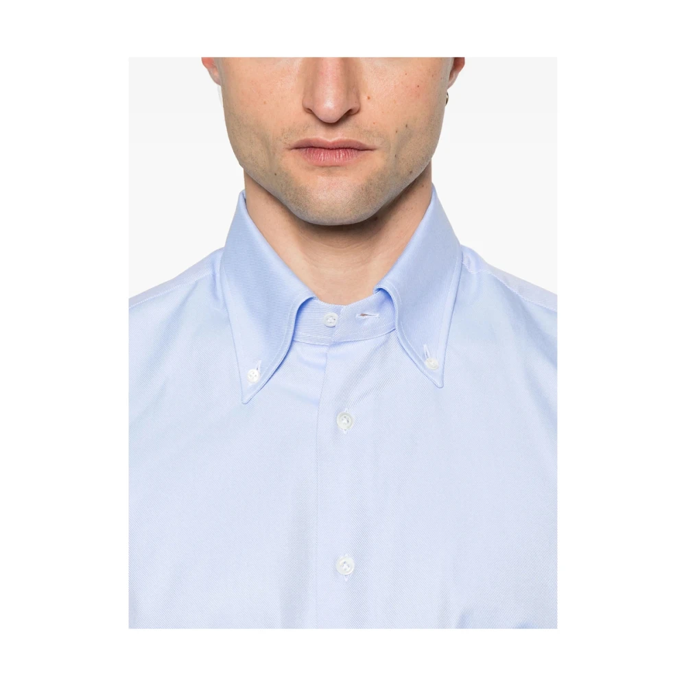 Mazzarelli Lichtblauwe Button-Down Overhemd Blue Heren