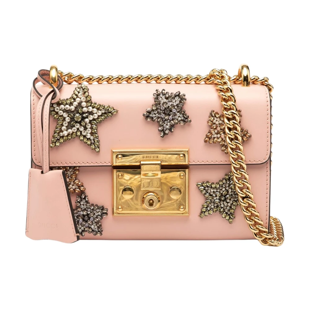 Gucci Vintage Women's Pink Pre-Owned Embellished Star Padlock Bag