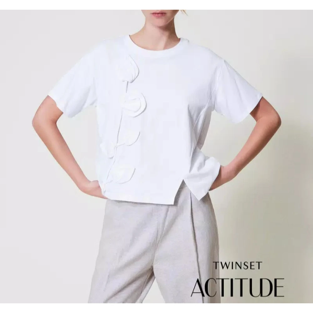 Twinset Handgeborduurd T-shirt White Dames