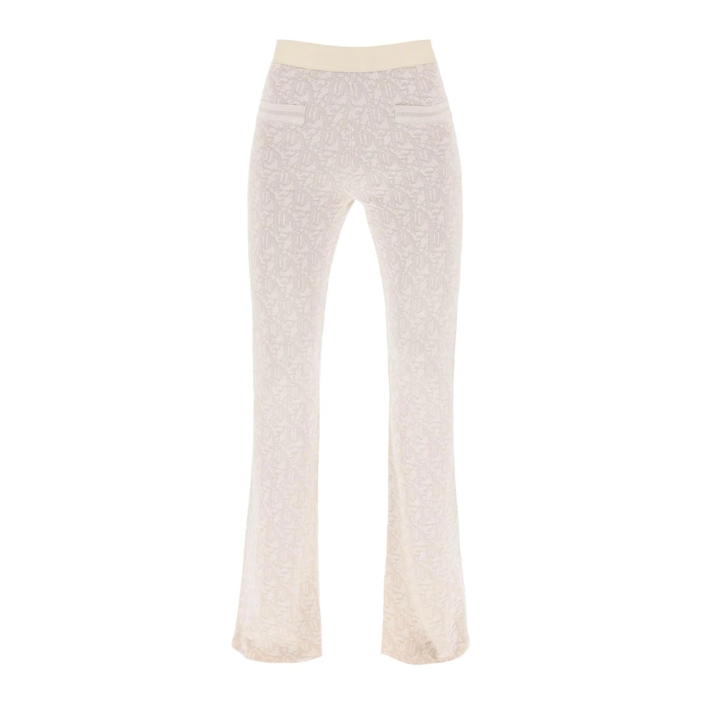 Palm Angels - Pantalones De Punto Lurex Con Monograma - Trousers - Mujer - Beige - S