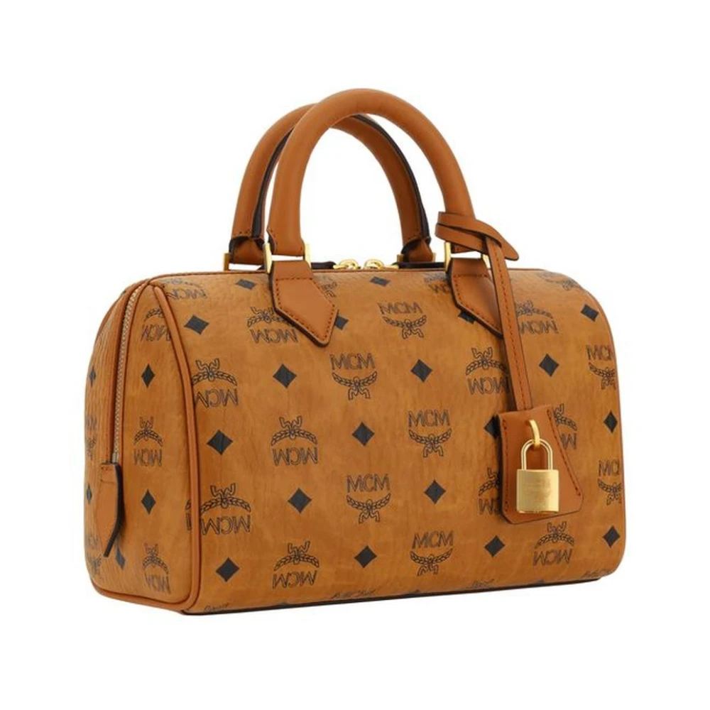 MCM Ella Boston Handtas met Buisvormige Handvatten Brown Dames