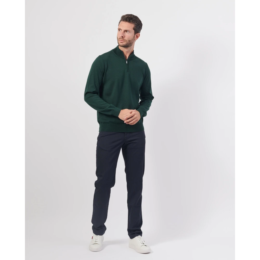 Hugo Boss Groene V-hals Trui Exclusieve Details Green Heren