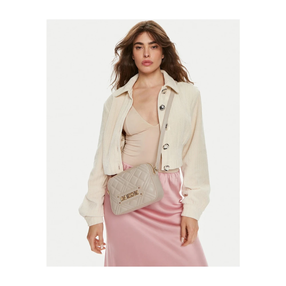 Love Moschino Quilted Pu Schoudertas Ivoor Beige Dames