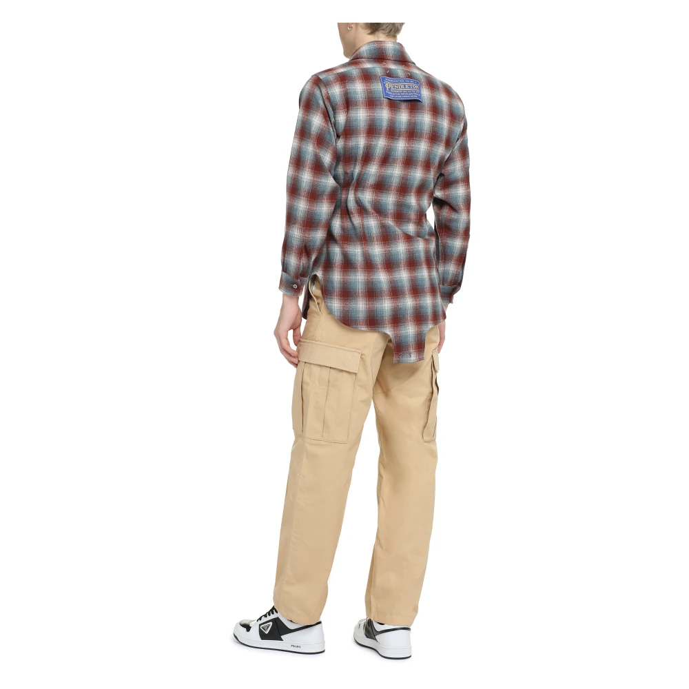Maison Margiela Geruite wollen overhemd met Pendleton Check Motif Red Heren
