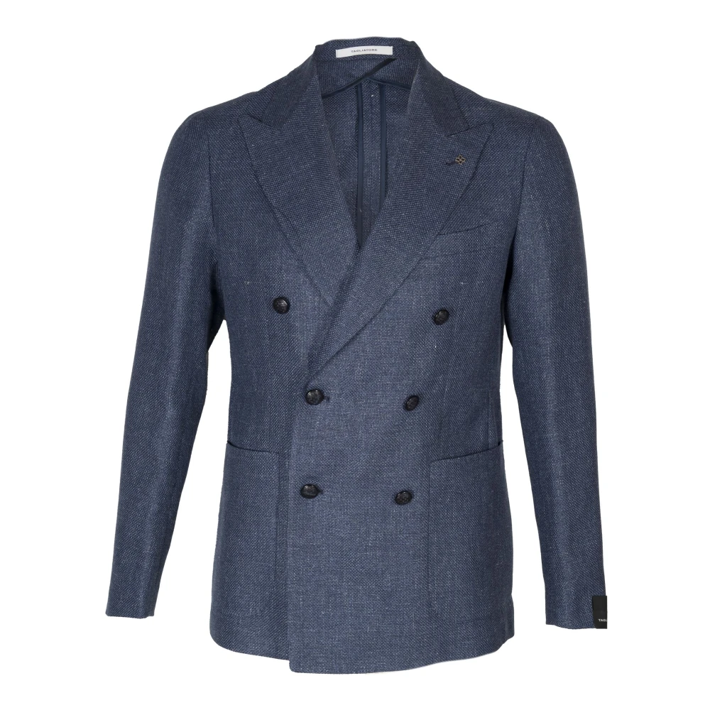 Tagliatore Men's Blue Blazers, Xl, Unlined Double-Breasted Blazer