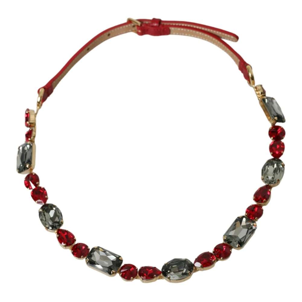 Dolce & Gabbana Women's Red Crystal Buckle Waist Belt