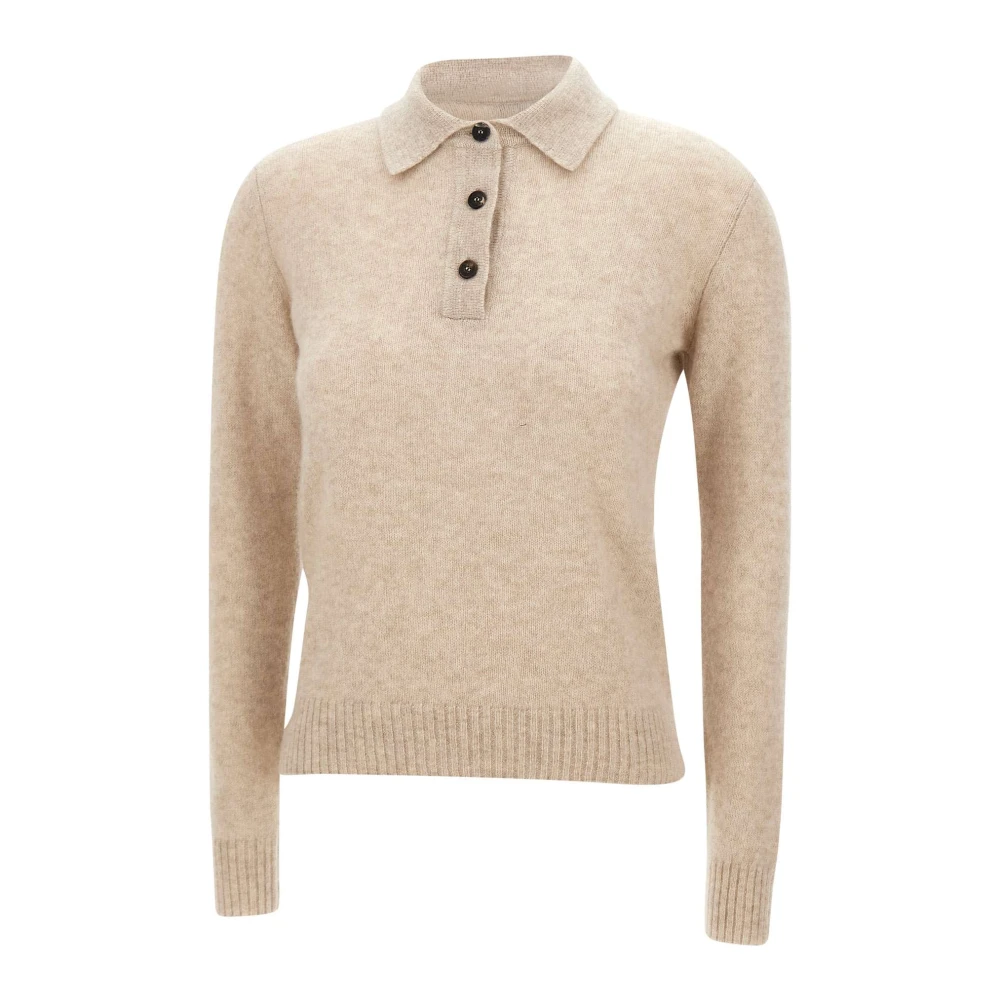 Filippo De Laurentiis Kasjmier Zijden Poloshirt Ivoor Beige Dames